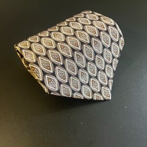 Pierre Cardin Men's Silk Tie Vintage Made In USA Grey Geometric EUC